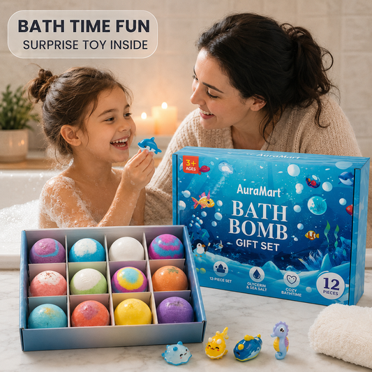 12-Piece Bath Bomb Gift Set for Kids on a clean background