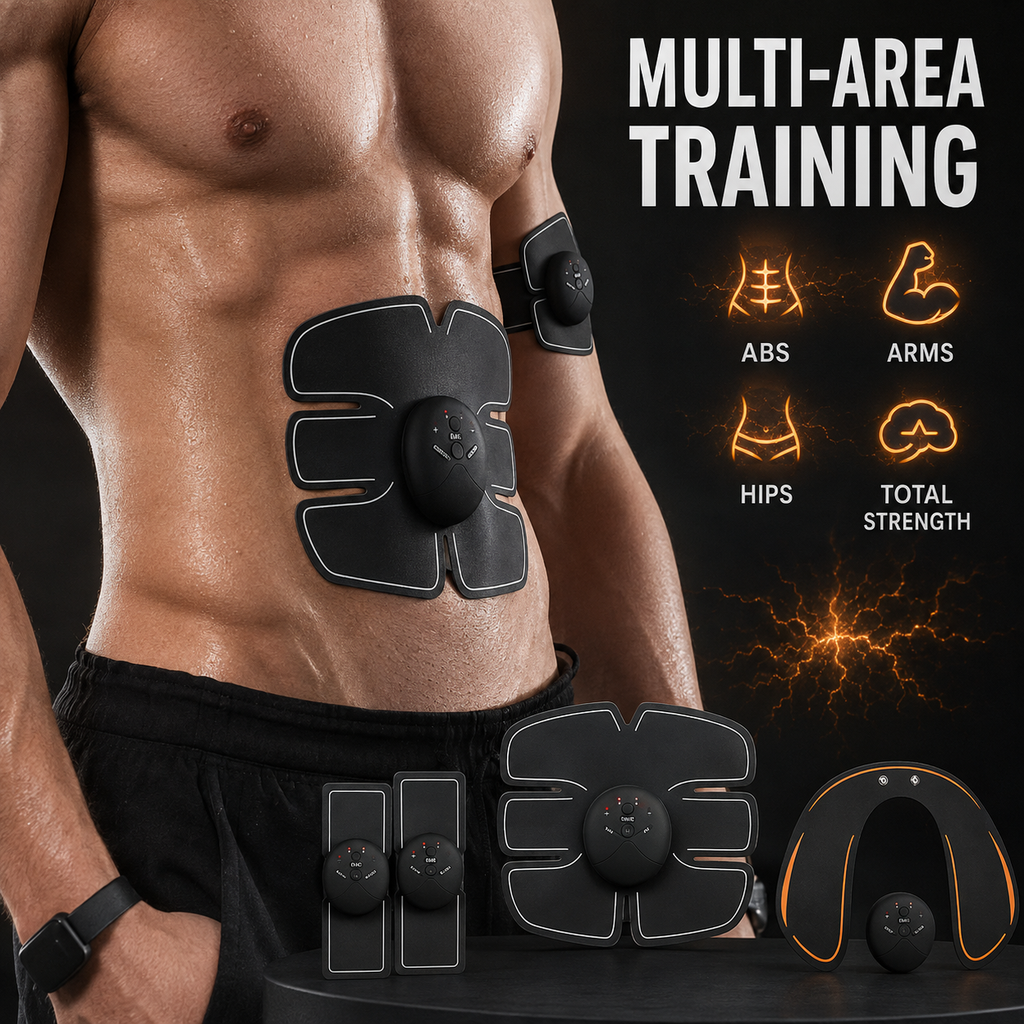 Discrete EMS Abs Training Pad with a source-listed feature presentation