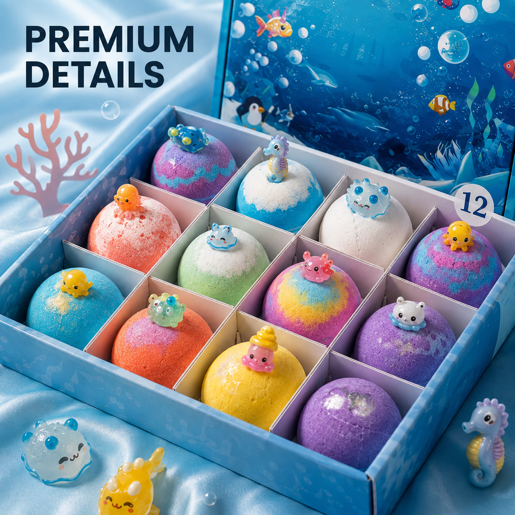 12-Piece Bath Bomb Gift Set for Kids external design detail