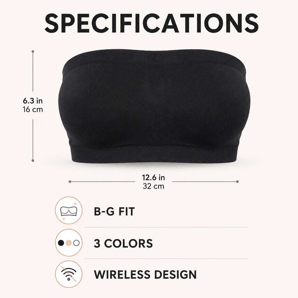 Convertible Strapless Bandeau Bra source-listed specification summary
