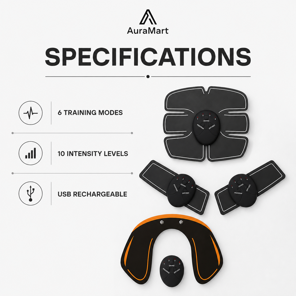 Vcoxno™ Discrete EMS Abs Training Pad source-listed specification summary