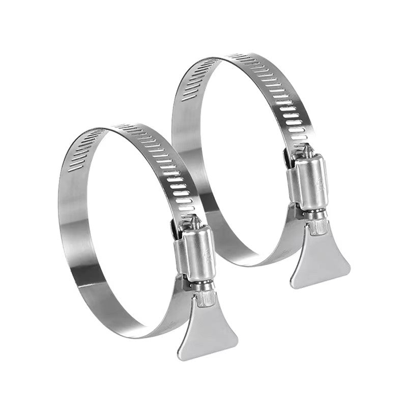 Adjustable-diameter 304 stainless steel hose clamp with easy-turn thumb screw