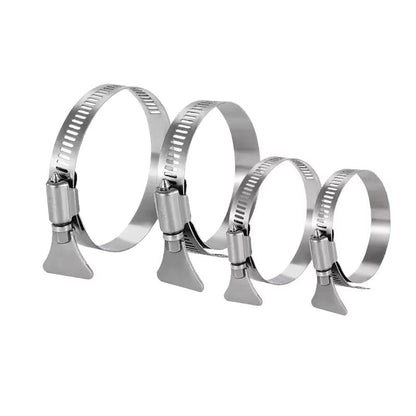 Adjustable-diameter 304 stainless steel hose clamp with easy-turn thumb screw