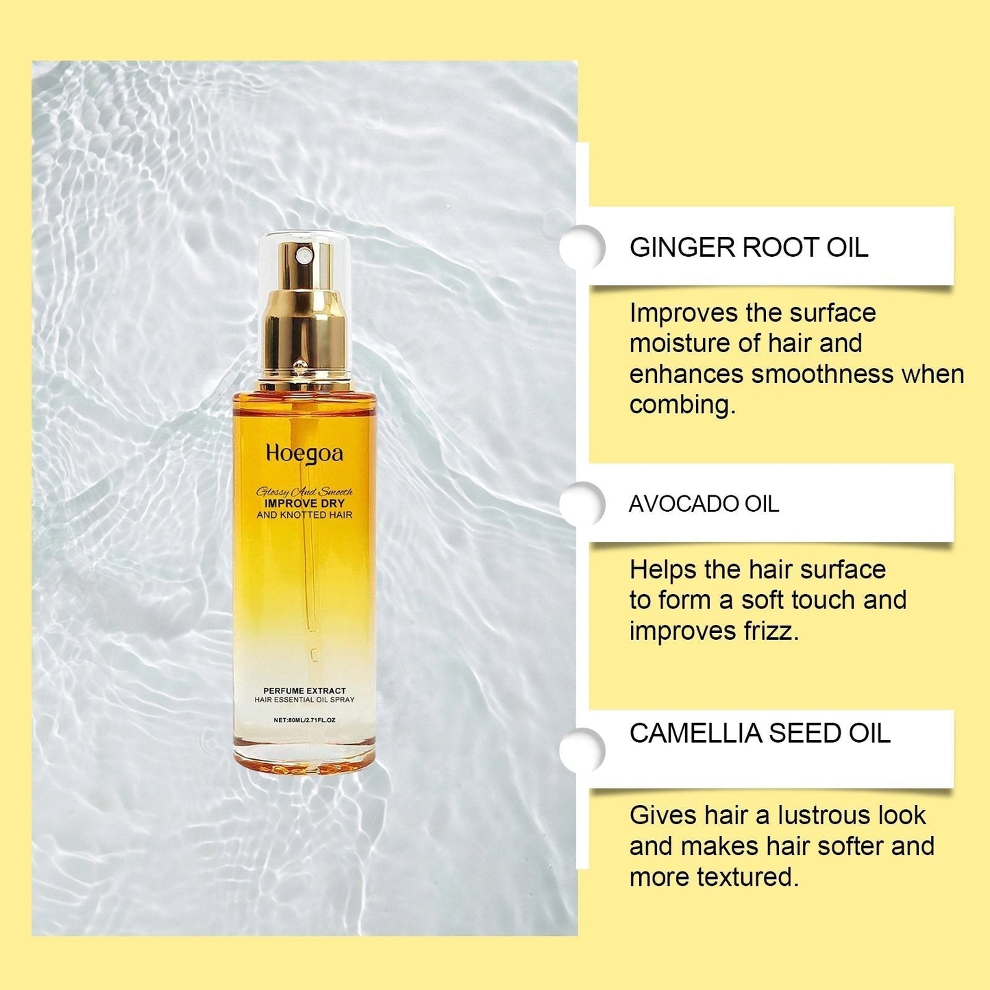 ✨Hoegoa 80ml Conditioning Oil Spray Scalp & Hair Strengthener Leave-In Conditioner Comforting Shampoo Cleanser