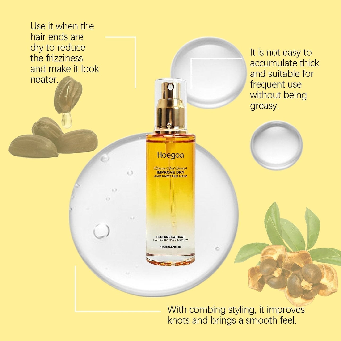 ✨Hoegoa 80ml Conditioning Oil Spray Scalp & Hair Strengthener Leave-In Conditioner Comforting Shampoo Cleanser