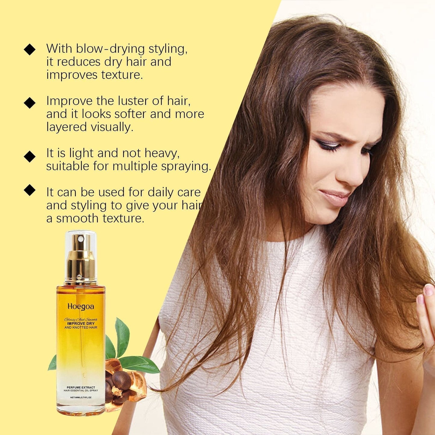 ✨Hoegoa 80ml Conditioning Oil Spray Scalp & Hair Strengthener Leave-In Conditioner Comforting Shampoo Cleanser