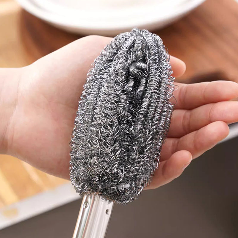 💝The more you buy, the bigger the discount.🔥Steel Wool Scrubber with Handle