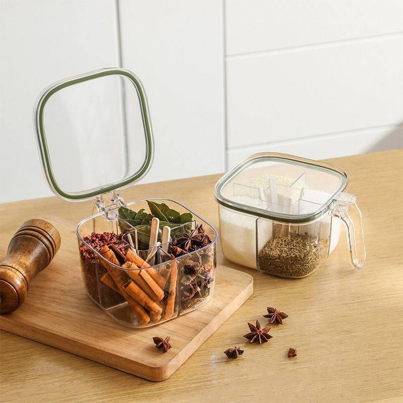 4 Compartments Clear Sealed Seasoning Box