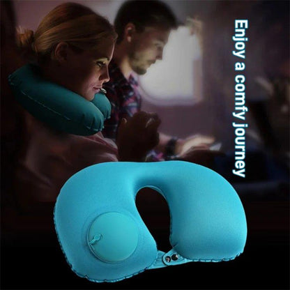 🎄Kerstdeal ALTIJD 50% KORTING!🚄Opblaasbaar U-vormig Reiskussen (Pers Type) - Ingesloten Pomp (30s Opblazen) + Compact Draagbaar: Comfortabel Tijdens Trein/Autoreizen!