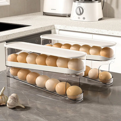 Slide Egg Storage Box Refrigerator Side Door Storage Box Egg Rolling Food Grade Egg Holder Tray Automatic Egg Rolling Egg